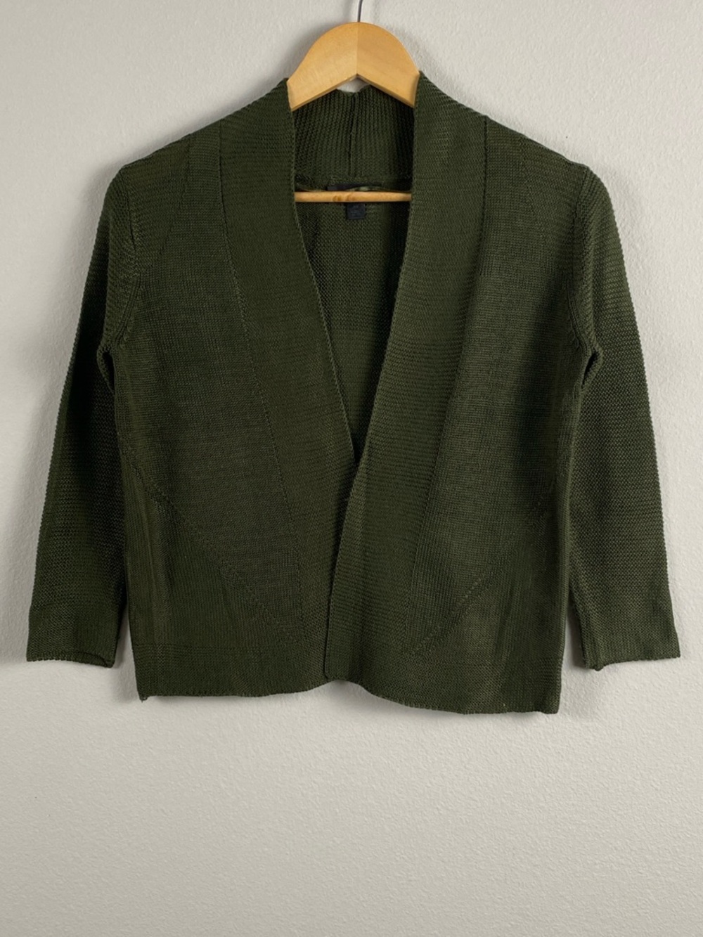 Worthington Petite Knit Open Front Cardigan | Semi Sheer, 3/4 Sleeves | Green
